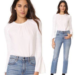 A.L.C // Sidra Smocked Blouse in Gesso